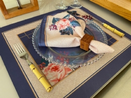 JOGO AMERICANO FLORAL AZUL