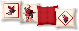 KIT CAPAS PARA ALMOFADA FLORAL VERMELHO OFF