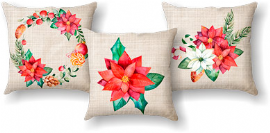 KIT CAPAS PARA ALMOFADA NATAL FLORAL