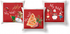 KIT CAPAS PARA ALMOFADA FELIZ NATAL VERMELHO
