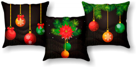 KIT CAPAS PARA ALMOFADA NATAL ENFEITES PRETA