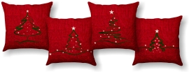 KIT CAPAS PARA ALMOFADA ARVORE NATAL VERMELHAS