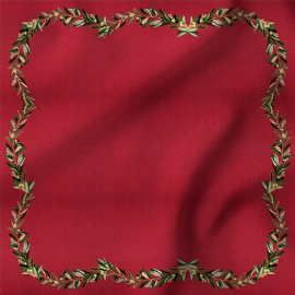 TOALHA DE MESA FOLHAS NATAL OLIVA VERMELHO