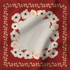 TOALHA DE MESA FLORAL VERMELHO