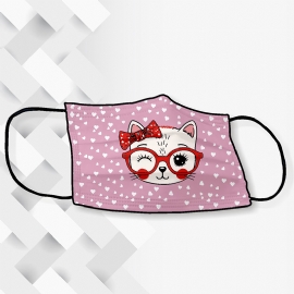 MASCARA DE TECIDO GATINHA ( DUPLA CAMADA)