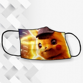 MASCARA DE TECIDO PIKACHU ( DUPLA CAMADA)