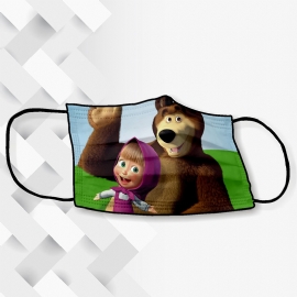 MASCARA DE TECIDO MASHA E O URSO ( DUPLA CAMADA)