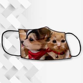 MASCARA DE TECIDO CACHORRO E GATO ( DUPLA CAMADA)