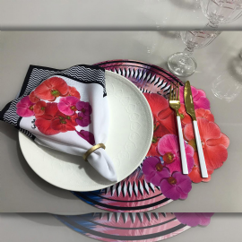 KIT JOGO AMERICANO GEOMETRIC MIX MESA 6 LUGARES