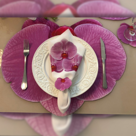 KIT JOGO AMERICANO ORQUIDEA ROSA MESA 4 LUGARES