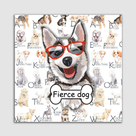 PLACA DECORATIVA PET MDF 20X20 FIERCE DOG