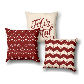 KIT 3 CAPAS PARA ALMOFADA FELIZ NATAL