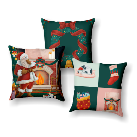 KIT 3 CAPAS PARA ALMOFADA NATAL AQUARELA