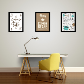KIT 3 QUADROS MDF CANTINHO DO CAFE