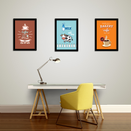 KIT 3 QUADROS MDF COFFEE