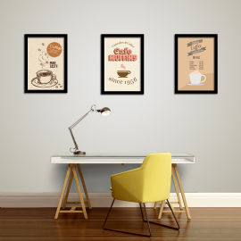 KIT 3 QUADROS MDF SABORES DO CAFE