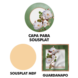 KIT SOUSPLAT FLORAL BRANCO