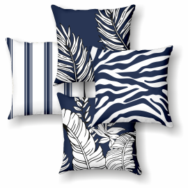 KIT CAPAS PARA ALMOFADA FOLHA AZUL