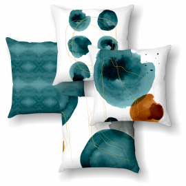 KIT CAPAS PARA ALMOFADA ABSTRATO AZUL E MARROM