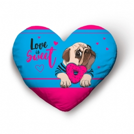 ALMOFADA CORACAO LOVE PUG