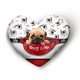 ALMOFADA CORACAO PUG LIFE