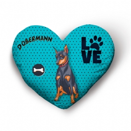 ALMOFADA CORACAO DOBERMANN