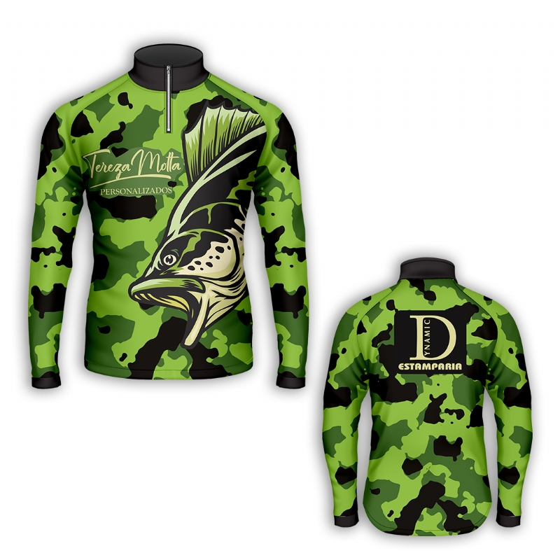 Camisa de Pesca Camuflagem Verde