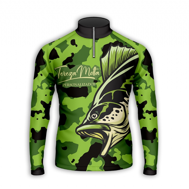 Camisa de Pesca Camuflagem Verde