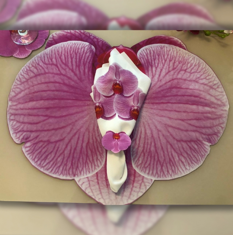 Kit Jogo Americano Orqudea Rosa Mesa 4 Lugares