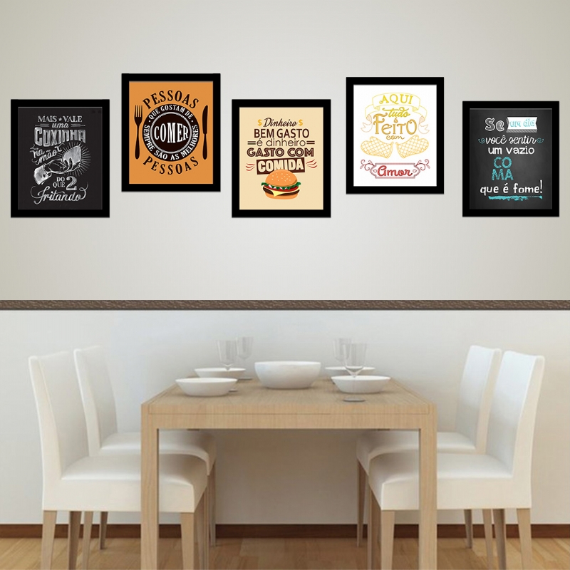 Kit 5 Quadros MDF Decorao Restaurante